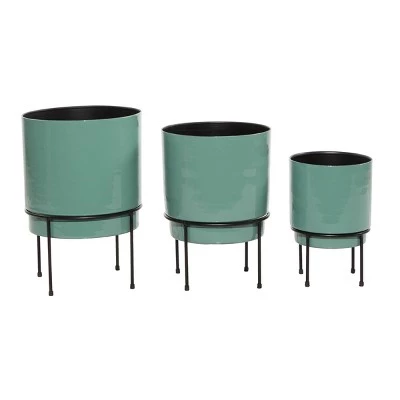Budget ๐ Set of 3 Contemporary Metal Planters - Olivia & May Teal Green ๐ 10 Budget ๐ Set of 3 Contemporary Metal Planters - Olivia & May Teal Green ๐ - Image 8