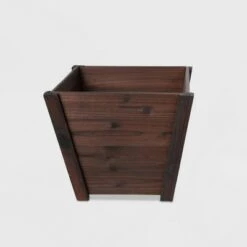 Outlet 💯 3pc Square Tapered Wooden Planters Brown - Leisure Season 🎁 -Planters Sales Store unnamed file 6355