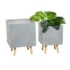 Promo ⭐ Set of 2 Square Contemporary Wood Planters - Olivia & May White 🔔 -Planters Sales Store unnamed file 6359
