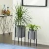 Best reviews of 👍 Olivia & May Set of 2 Modern Iron Planters with Stand - Olivia & May 🔥