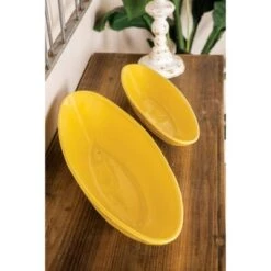 Brand new ⌛ Set of 2 Eclectic Ceramic Planters - Olivia & May Yellow 🤩
