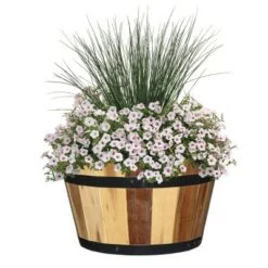 Best reviews of π Set of 2 Acacia Whiskey Barrel Planter - Classic Home and Garden π