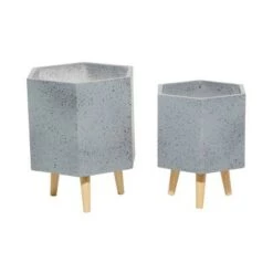 Cheapest ✨ Set of 2 Novelty Contemporary Wood Planters - Olivia & May Gray ⌛ -Planters Sales Store unnamed file 6472