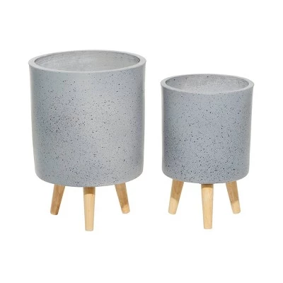 Budget ๐ Set of 2 Contemporary Wood Cylindrical Planters - Olivia & May White ๐งจ 6 Budget ๐ Set of 2 Contemporary Wood Cylindrical Planters - Olivia & May White ๐งจ - Image 4