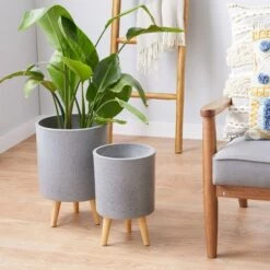 Budget ๐ Set of 2 Contemporary Wood Cylindrical Planters - Olivia & May White ๐งจ 13 Budget ๐ Set of 2 Contemporary Wood Cylindrical Planters - Olivia & May White ๐งจ -Planters Sales Store unnamed file 6483
