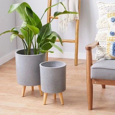 Budget ๐ Set of 2 Contemporary Wood Cylindrical Planters - Olivia & May White ๐งจ 7 Budget ๐ Set of 2 Contemporary Wood Cylindrical Planters - Olivia & May White ๐งจ - Image 5