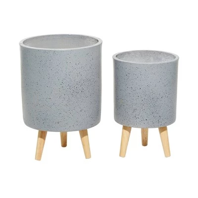 Budget ๐ Set of 2 Contemporary Wood Cylindrical Planters - Olivia & May White ๐งจ 8 Budget ๐ Set of 2 Contemporary Wood Cylindrical Planters - Olivia & May White ๐งจ - Image 6