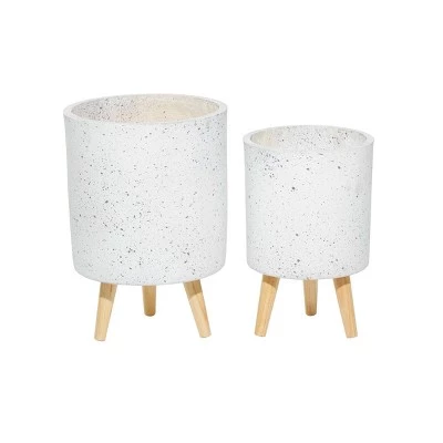Budget ๐ Set of 2 Contemporary Wood Cylindrical Planters - Olivia & May White ๐งจ 9 Budget ๐ Set of 2 Contemporary Wood Cylindrical Planters - Olivia & May White ๐งจ - Image 7
