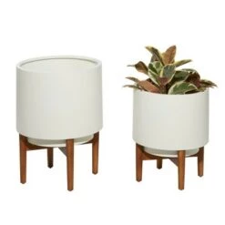 Flash Sale 🔥 Set of 2 Metal Planters White - CosmoLiving by Cosmopolitan 👍
