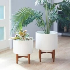 Flash Sale 🔥 Set of 2 Metal Planters White - CosmoLiving by Cosmopolitan 👍 -Planters Sales Store unnamed file 6490