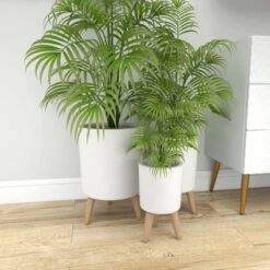 Coupon 👍 Set of 3 Planters with Wooden Legs - Olivia & May Black 💯 -Planters Sales Store unnamed file 6528