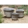 Wholesale 🎁 Olivia & May Set of 3 Rustic Drum- Shaped Iron Planters with Stands - Olivia & May 🎁