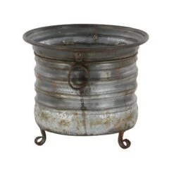 Wholesale 🎁 Olivia & May Set of 3 Rustic Drum- Shaped Iron Planters with Stands - Olivia & May 🎁 -Planters Sales Store unnamed file 6540