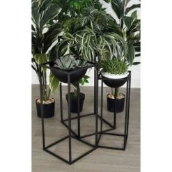 Promo ✔️ Olivia & May Set of 3 Modern Iron Rectangular Framed Bowl Plant Stands - Olivia & May ❤️