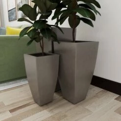 Best Pirce 💯 Olivia & May Set of 3 Contemporary Tapered Rectangular Iron Planters Gray - Olivia & May ❤️ -Planters Sales Store unnamed file 6555