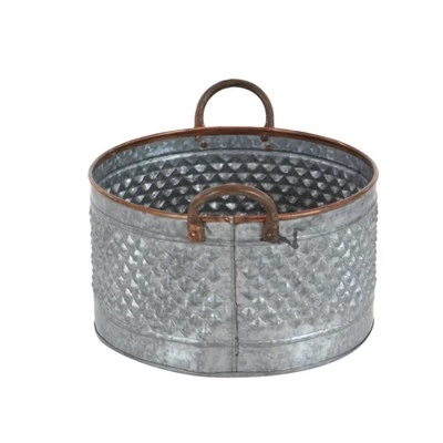 Top 10 🛒 Olivia & May Set of 3 Farmhouse Iron Planters with Handle Gray - Olivia & May 🔔 5 Top 10 🛒 Olivia & May Set of 3 Farmhouse Iron Planters with Handle Gray - Olivia & May 🔔 - Image 3