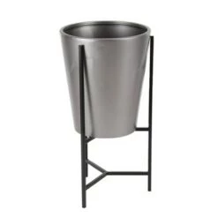 Best Pirce 🔥 Olivia & May Set of 3 Contemporary Iron Cone Shaped Planters with Stand Black/Gray - Olivia & May ✨ -Planters Sales Store unnamed file 6587