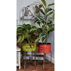 Best Sale 💯 Olivia & May Set of 3 Farmhouse Iron Planters with Stands - Olivia & May 🔥