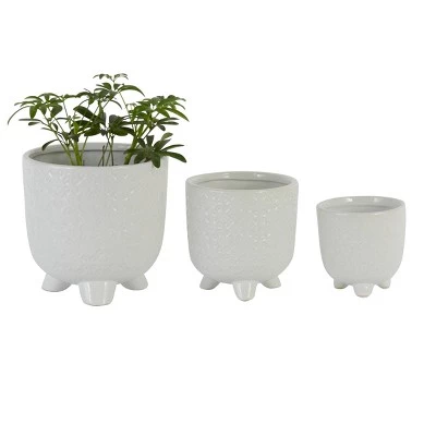 Budget โ Olivia & May Set of 3 Ceramic Planter with Legs White - Olivia & May ๐ฅ 3 Budget โ Olivia & May Set of 3 Ceramic Planter with Legs White - Olivia & May ๐ฅ