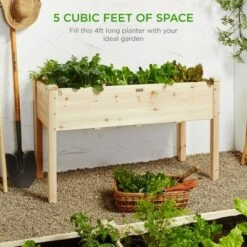 Best Pirce 🔔 Best Choice Products Raised Garden Bed, Elevated Wood Planter Box Stand for Backyard, Patio w/ Bed Liner 🤩