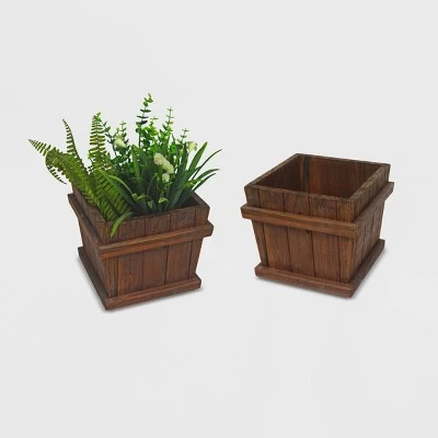 Cheap 𧨠2pc Square Tapered Wooden Planters Brown - Leisure Season π 3 Cheap 𧨠2pc Square Tapered Wooden Planters Brown - Leisure Season π