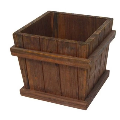 Cheap 𧨠2pc Square Tapered Wooden Planters Brown - Leisure Season π 4 Cheap 𧨠2pc Square Tapered Wooden Planters Brown - Leisure Season π - Image 2