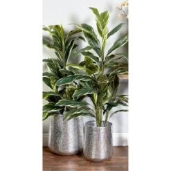 Discount 🎁 Olivia & May Set of 3 Modern Aluminum and Iron Planters Silver - Olivia & May 🌟