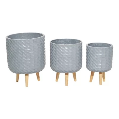 Promo ๐ Olivia & May Set of 3 Contemporary Wood Grid Patterned Planters Gray - Olivia & May ๐ฅ 7 Promo ๐ Olivia & May Set of 3 Contemporary Wood Grid Patterned Planters Gray - Olivia & May ๐ฅ - Image 5