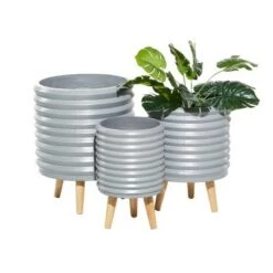 Discount ⭐ Olivia & May Set of 3 Contemporary Wood Planters Gray - Olivia & May ✨