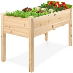 Best Pirce 🔔 Best Choice Products Raised Garden Bed, Elevated Wood Planter Box Stand for Backyard, Patio w/ Bed Liner 🤩 -Planters Sales Store unnamed file 669