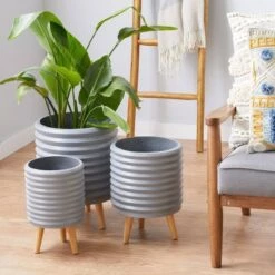 Discount ⭐ Olivia & May Set of 3 Contemporary Wood Planters Gray - Olivia & May ✨ -Planters Sales Store unnamed file 6694