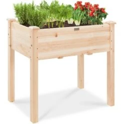 Best Pirce 🔔 Best Choice Products Raised Garden Bed, Elevated Wood Planter Box Stand for Backyard, Patio w/ Bed Liner 🤩 -Planters Sales Store unnamed file 670