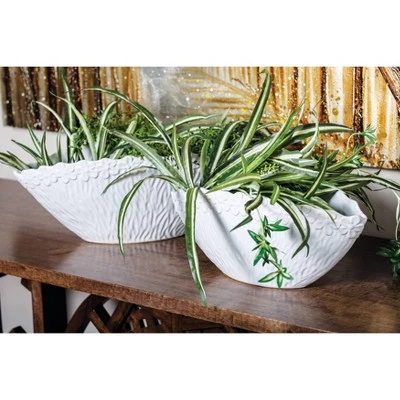 Hot Sale ⭐ Olivia & May Set of 2 Eclectic Ceramic Planters White - Olivia & May 🤩 3 Hot Sale ⭐ Olivia & May Set of 2 Eclectic Ceramic Planters White - Olivia & May 🤩