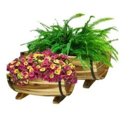 Wholesale 👍 Set of 2 Acacia Half Barrel Planters - Classic Home and Garden 🌟