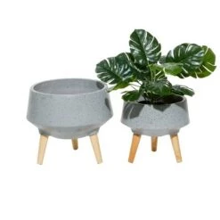Best Pirce ๐ฅฐ Set of 2 Contemporary Wood Bowl Planters - Olivia & May White ๐