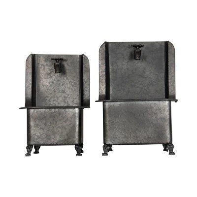 Top 10 ๐ Set of 2 Black Galvanized Metal Sink Planters - Foreside Home & Garden โค๏ธ 3 Top 10 ๐ Set of 2 Black Galvanized Metal Sink Planters - Foreside Home & Garden โค๏ธ