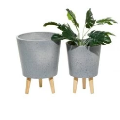 Best Sale 😍 Set of 2 Contemporary Wood Planters - Olivia & May Gray ⌛