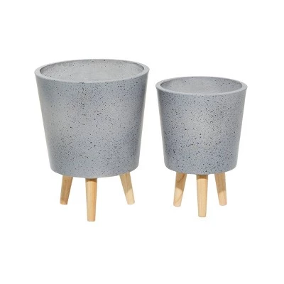 Best Sale 😍 Set of 2 Contemporary Wood Planters - Olivia & May Gray ⌛ 6 Best Sale 😍 Set of 2 Contemporary Wood Planters - Olivia & May Gray ⌛ - Image 4