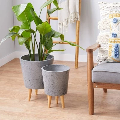 Best Sale 😍 Set of 2 Contemporary Wood Planters - Olivia & May Gray ⌛ 7 Best Sale 😍 Set of 2 Contemporary Wood Planters - Olivia & May Gray ⌛ - Image 5