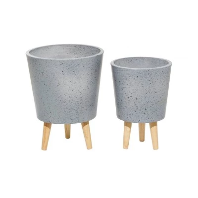 Best Sale 😍 Set of 2 Contemporary Wood Planters - Olivia & May Gray ⌛ 8 Best Sale 😍 Set of 2 Contemporary Wood Planters - Olivia & May Gray ⌛ - Image 6