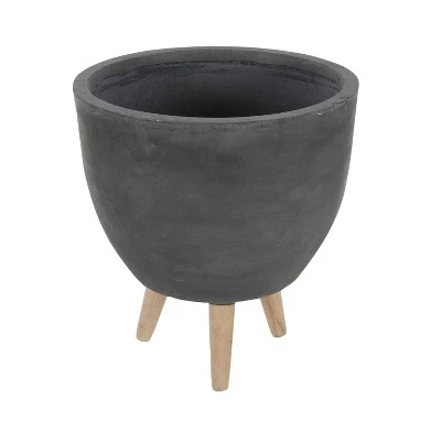 Cheap ๐ฅ Set of 3 Round Planters with Wooden Legs - Olivia & May Black โ๏ธ 4 Cheap ๐ฅ Set of 3 Round Planters with Wooden Legs - Olivia & May Black โ๏ธ - Image 2