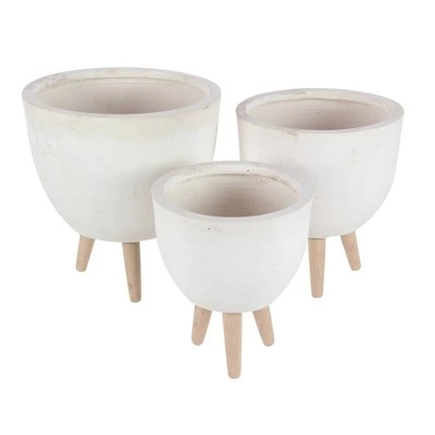 Cheap ๐ฅ Set of 3 Round Planters with Wooden Legs - Olivia & May Black โ๏ธ 8 Cheap ๐ฅ Set of 3 Round Planters with Wooden Legs - Olivia & May Black โ๏ธ - Image 6