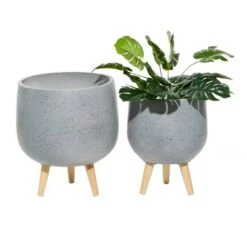 New ⌛ Set of 2 Contemporary Wood Oval Bowl Planters - Olivia & May White 🔥