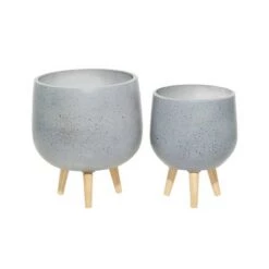 New ⌛ Set of 2 Contemporary Wood Oval Bowl Planters - Olivia & May White 🔥 -Planters Sales Store unnamed file 6753