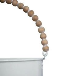 Hot Sale 🎁 Set of 2 White Metal Wall Hanging Planters with Wood Bead Hangers - Foreside Home & Garden 🎁 -Planters Sales Store unnamed file 6759