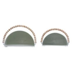 Hot Sale 🎁 Set of 2 White Metal Wall Hanging Planters with Wood Bead Hangers - Foreside Home & Garden 🎁 -Planters Sales Store unnamed file 6760