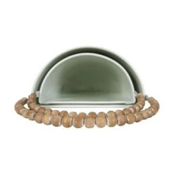 Hot Sale 🎁 Set of 2 White Metal Wall Hanging Planters with Wood Bead Hangers - Foreside Home & Garden 🎁 -Planters Sales Store unnamed file 6761