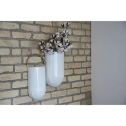 Hot Sale 🎁 Set of 2 White Metal Wall Hanging Planters with Wood Bead Hangers - Foreside Home & Garden 🎁 -Planters Sales Store unnamed file 6763