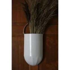 Hot Sale 🎁 Set of 2 White Metal Wall Hanging Planters with Wood Bead Hangers - Foreside Home & Garden 🎁 -Planters Sales Store unnamed file 6764