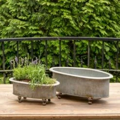 Promo 😀 Park Hill Collection Metal Oblong Centerpiece Planters ✔️